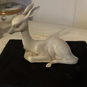 Vintage Spain Porceval Porcelain deer fawn 5.5 l x 4.5” t